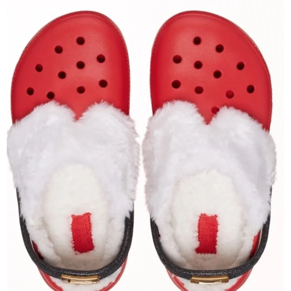 Crocs Classic Lined Santa Christmas Clogs Youth cozy‎ winter Children's 9